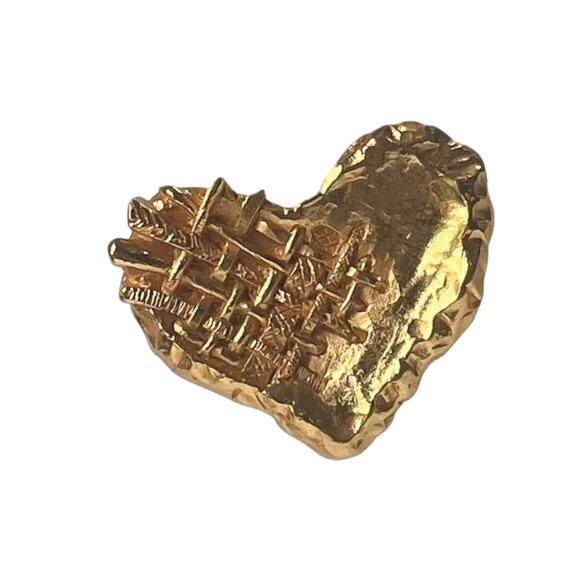 90s CHRISTIAN LACROIX Gold Plate Couture Jewels Heart Brooch Pin Made in France - Picture 5 of 8